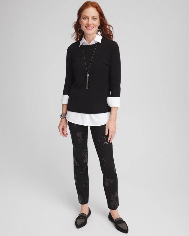 Juliet Floral Sequin Ankle Pants - image 2